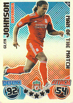 Glen Johnson Liverpool 2010/11 Topps Match Attax Man of the Match #408